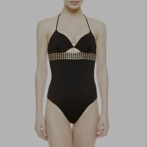La Perla Metallic Embroidered Sequin Embellished Swimsuit